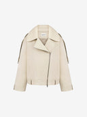 IVORY SHEARLING BIKER JACKET