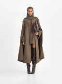 KHAKI WOOL CAPE