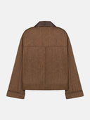 DENIM JACKET WITH LEATHER COLLAR