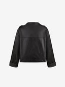 BLACK CROPPED LEATHER JACKET - Blastout
