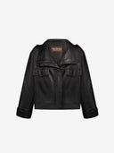 BLACK CROPPED LEATHER JACKET - Blastout