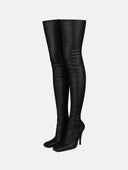 BLACK STRETCH HIGH BOOTS - Blastout