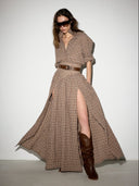 CARAMEL PLAID SKIRT - Blastout
