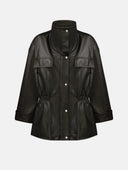 DARK BROWN LEATHER PARKA - Blastout