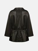 DARK BROWN LEATHER PARKA - Blastout