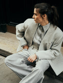 GRAY COLLARLESS BLAZER - Blastout