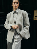 GRAY COLLARLESS BLAZER - Blastout