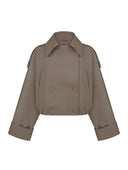 KHAKI CROP COTTON JACKET - Blastout