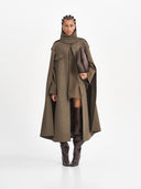 KHAKI WOOL CAPE - Blastout